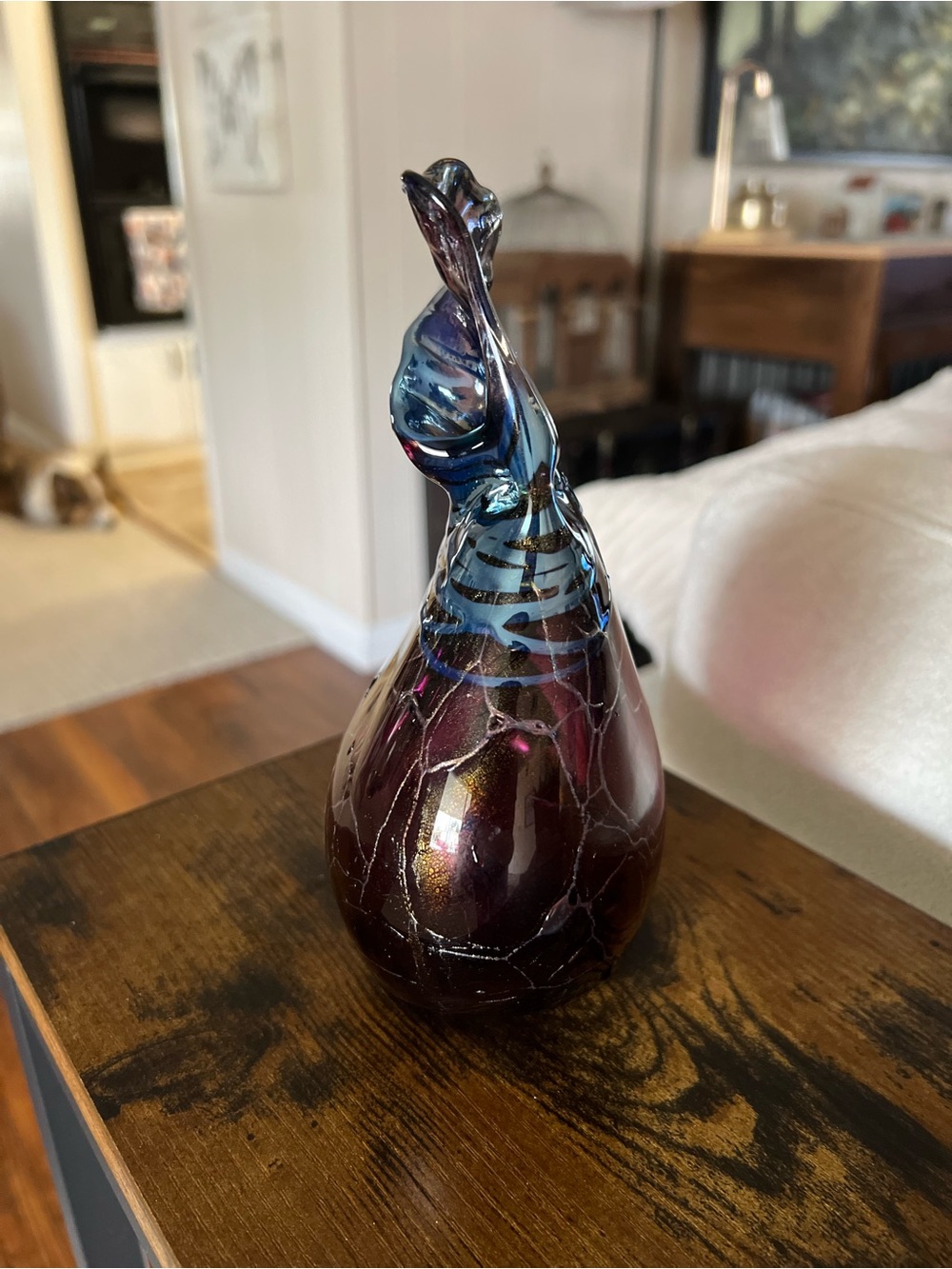 Handcrafted Iridescent Teardrop Art Glass Vase - Picture 2 of 5
